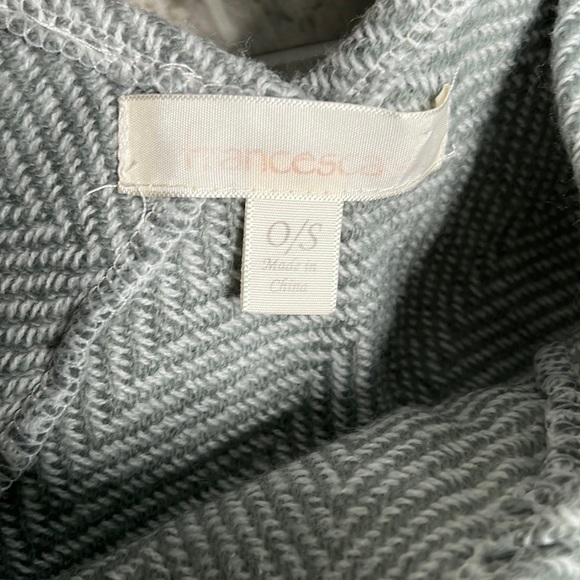 FRANCESCAS Fringe Gray & White Striped Poncho - Picture 2 of 7